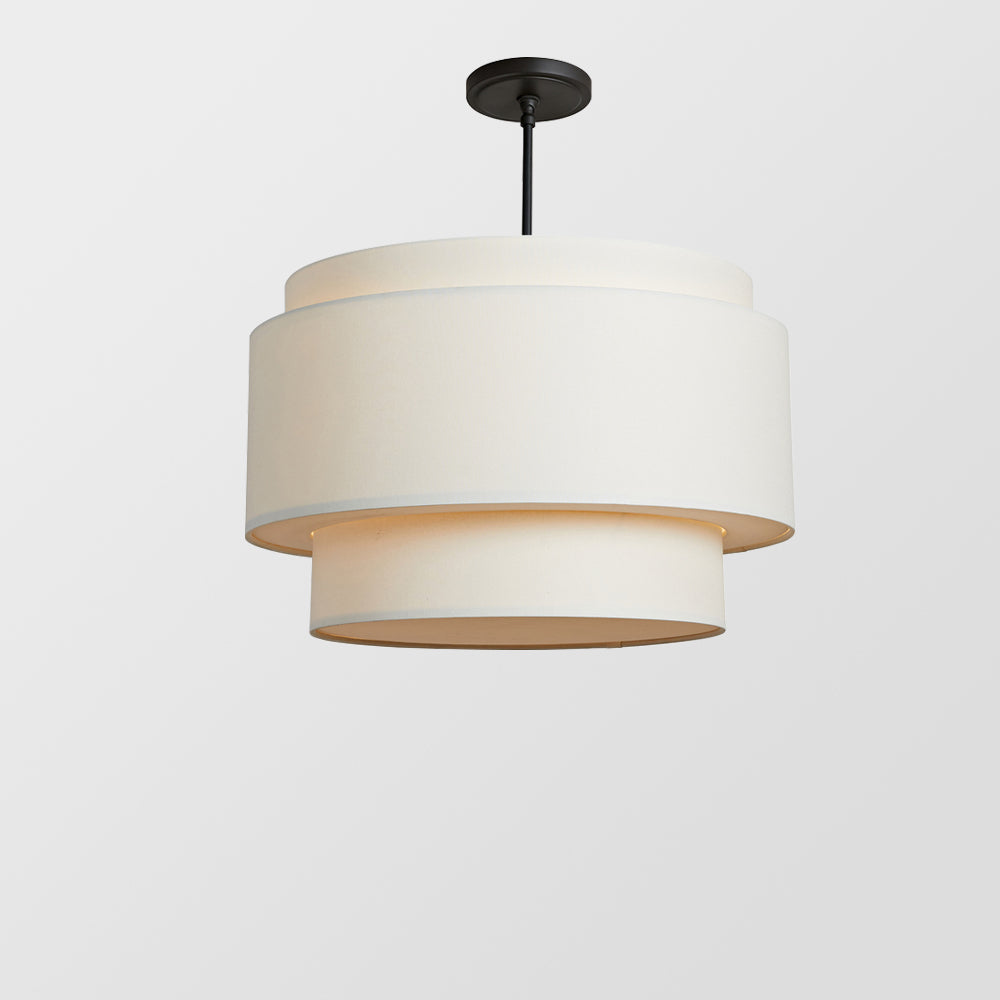 Bauhaus Beige Gelaagde Linnen Trommel Hanglamp