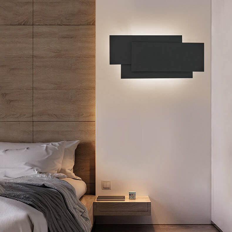 Minimalistische vierkante, gestapelde LED-wandlamp van aluminium