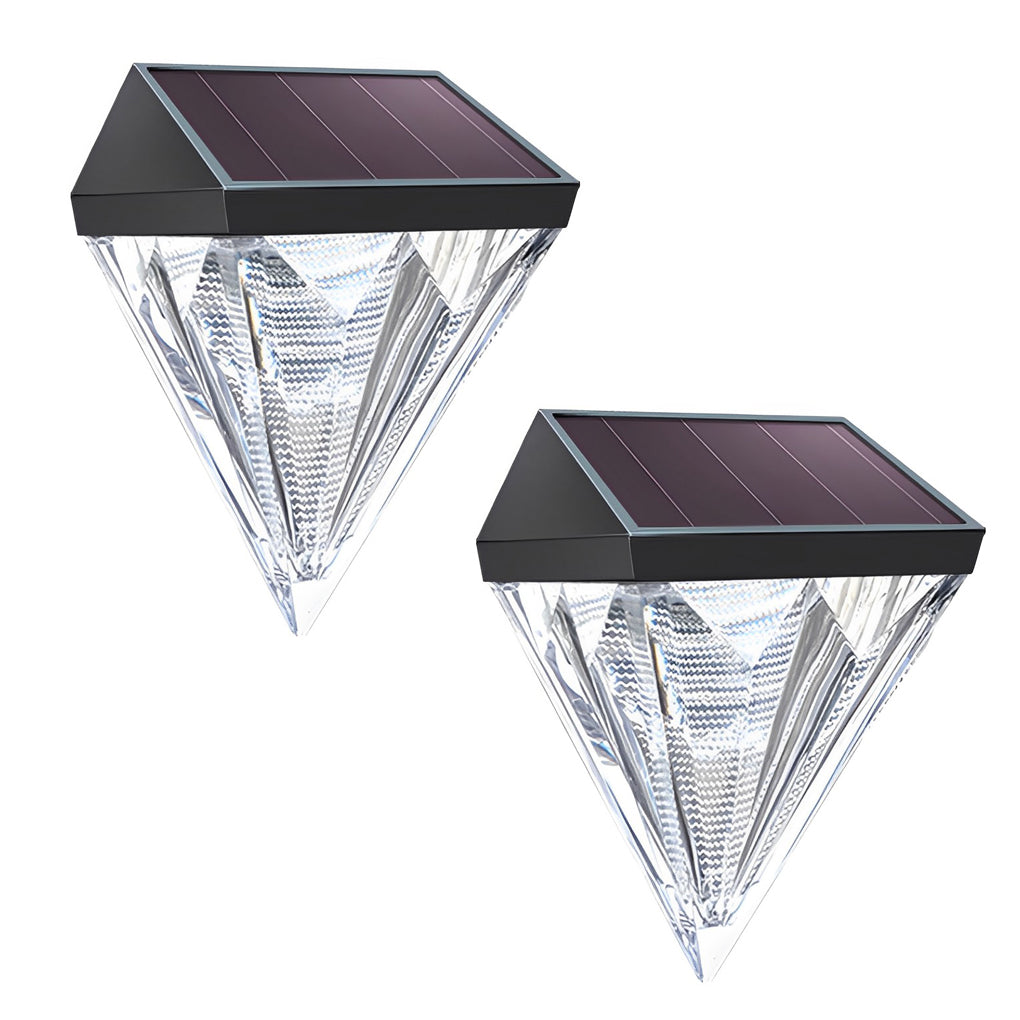 2 Stuks Geometrische LED Waterdichte Zwarte Solar Wandlamp