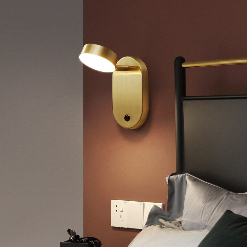 Moderne minimalistische cilindrische LED-wandlamp met koper