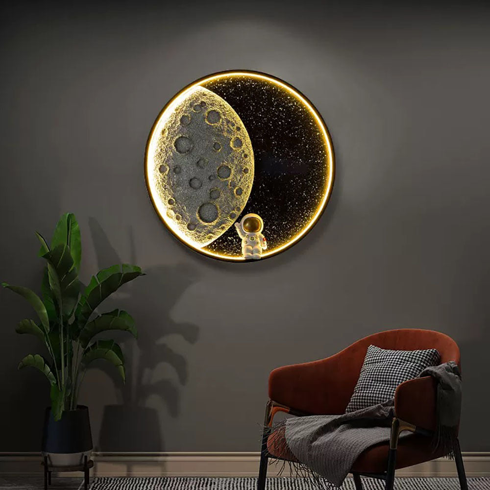 Elif Modern Astronaut Maan LED Wandlamp Slaap/Kinderkamer Binnen Metaal Dimbaar