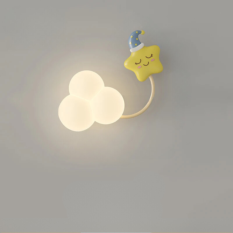 CartoonAirplane - Kinderkamer Wandlamp met Sterren, Regenboog en Vliegtuig Design