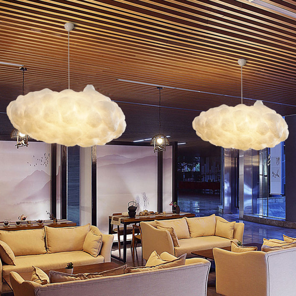 TranquilAura - Designer Wolken LED Hanglamp Wit PVC/Katoen