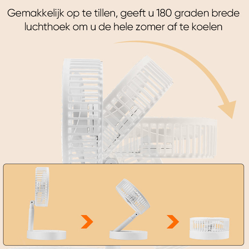 Oplaadbare Opvouwbare Telescopische Tafelventilator