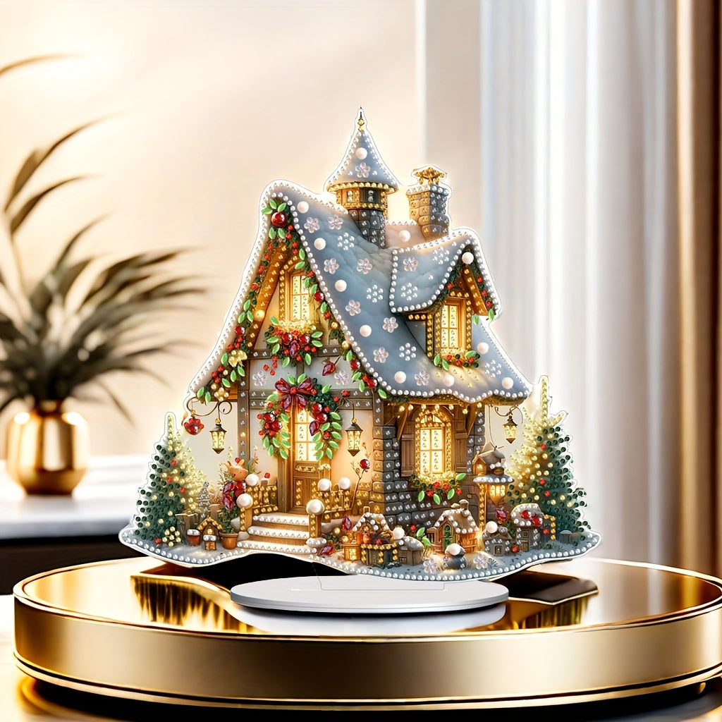 Acrylic DIY 5D Diamond Painting Art Christmas Village House Scene - Desktop Ornament Craft Kit, Feestelijke Mozaïek Kunstwerk, Huis en Slaapkamer Decor Cadeau