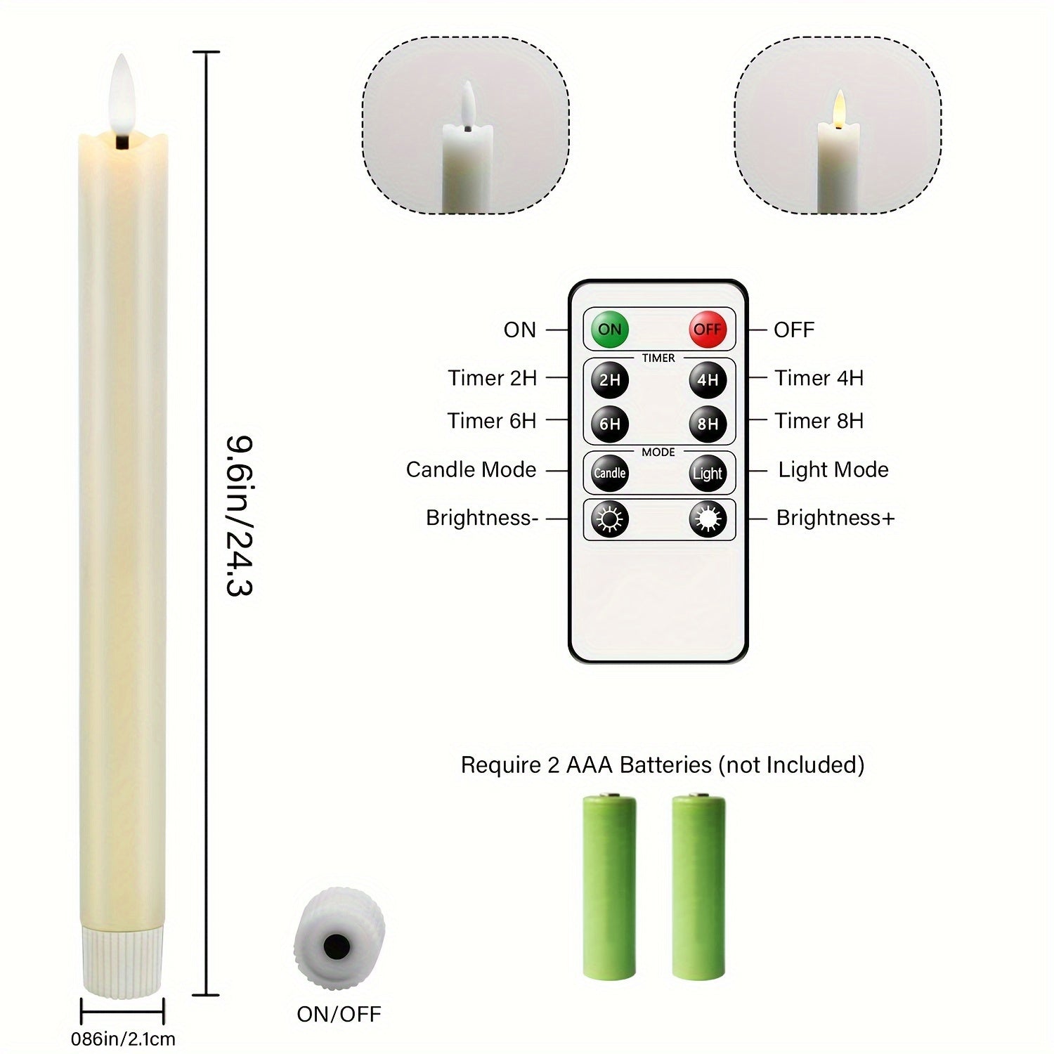 6x Echte Was Flameless Kegelkaarsen - Met Afstandsbediening, Ivoor Wit LED Kaarsen Voor Tafel- en Bruiloftdecoratie