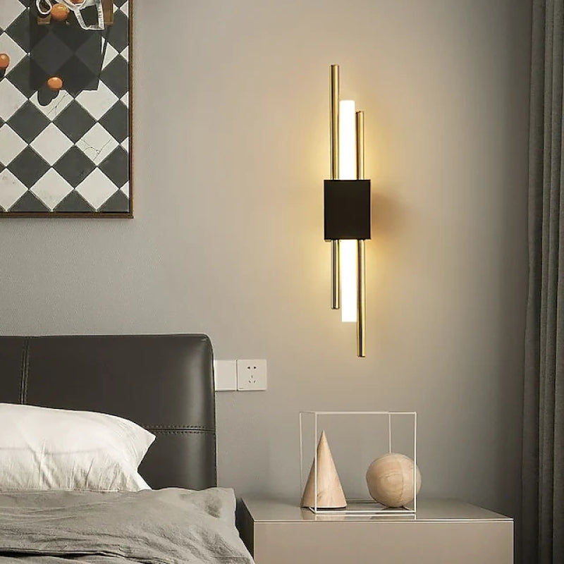 Wandklok Moderne Bar - Zwart/Goud LED Wandleuchte voor Slaapkamer