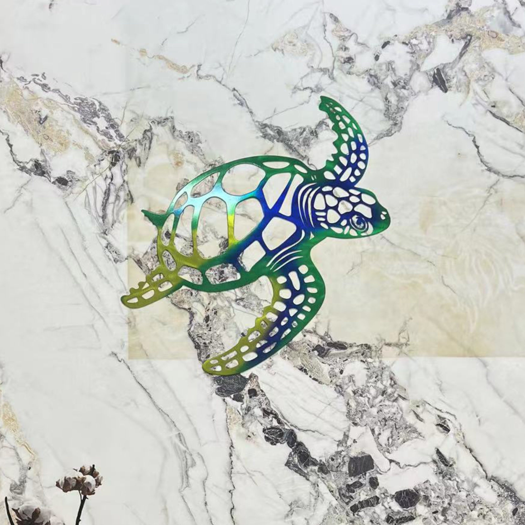 1 stuk Metalen Zeeschildpad Muurkunst - Handgemaakte Kustcharm voor Binnen Woonkamer Decor - Nautisch Strandthema Artistiek Accent