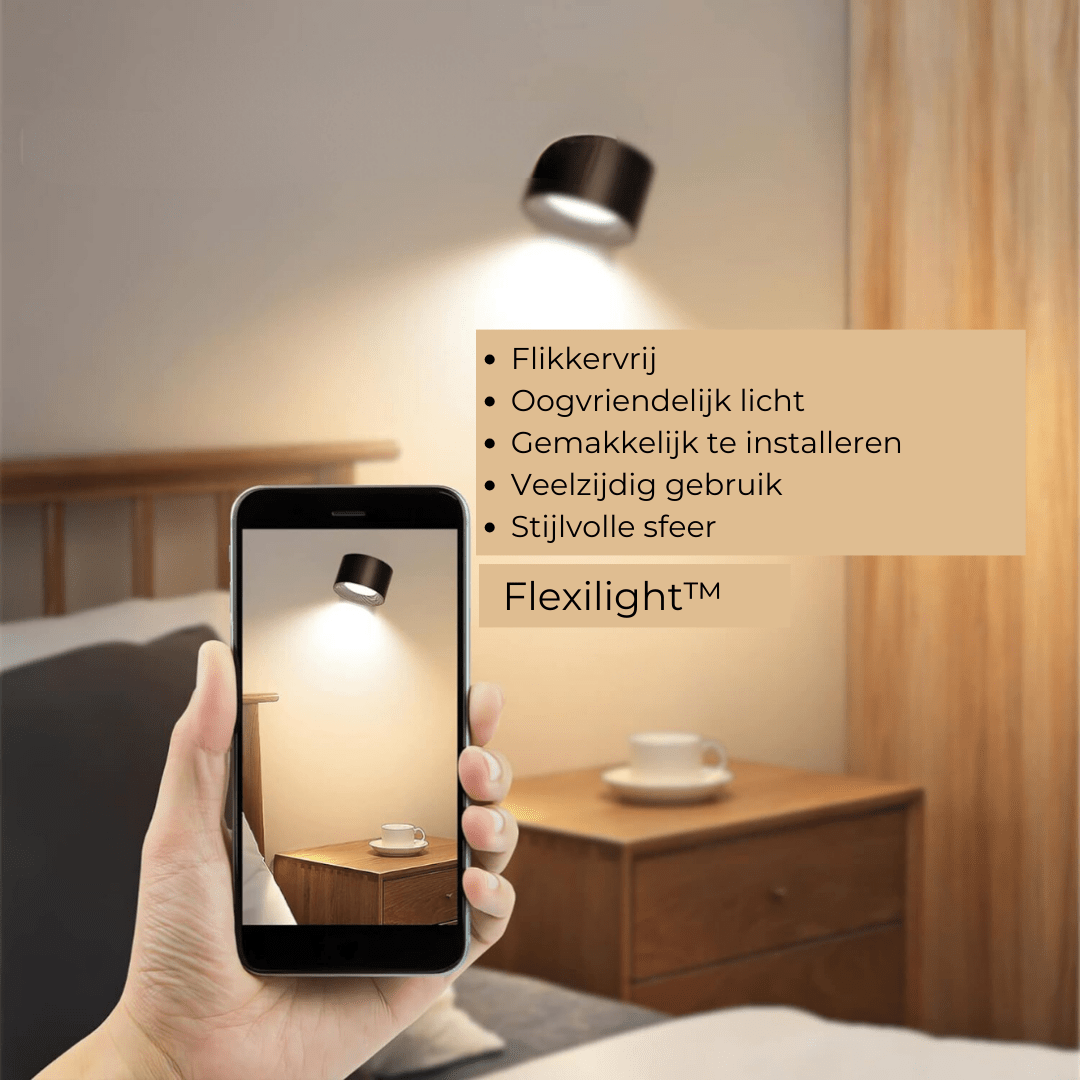 FlexiBeam - Draadloze oplaadbare 360° muurlamp