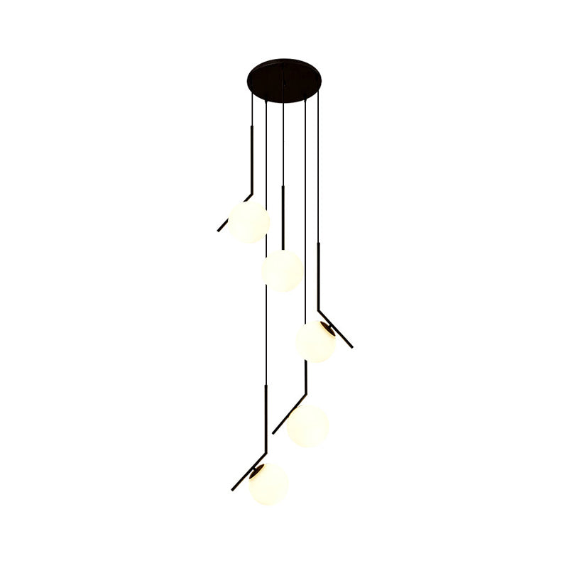 Multi Light Chandelier - Moderne Zwarte Glas Hanglamp voor Trap