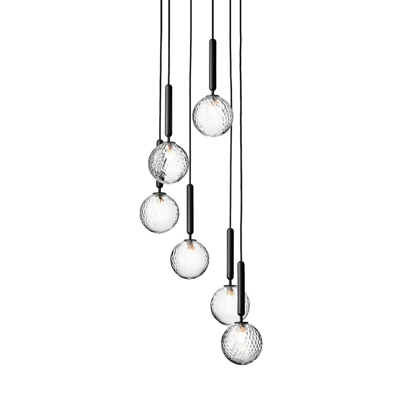 Multi Light Chandelier - Moderne Zwarte Glas Hanglamp voor Trap