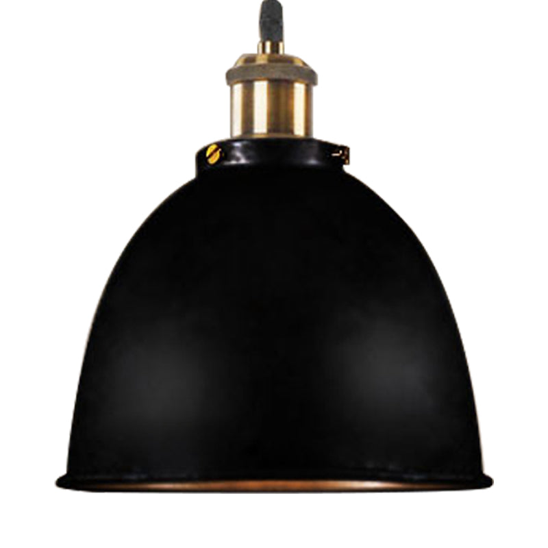 Sfeervolle Dome Hanglamp 1 Licht Wrought Iron Lichtarmatuur met Snoer in Zwart/Rust