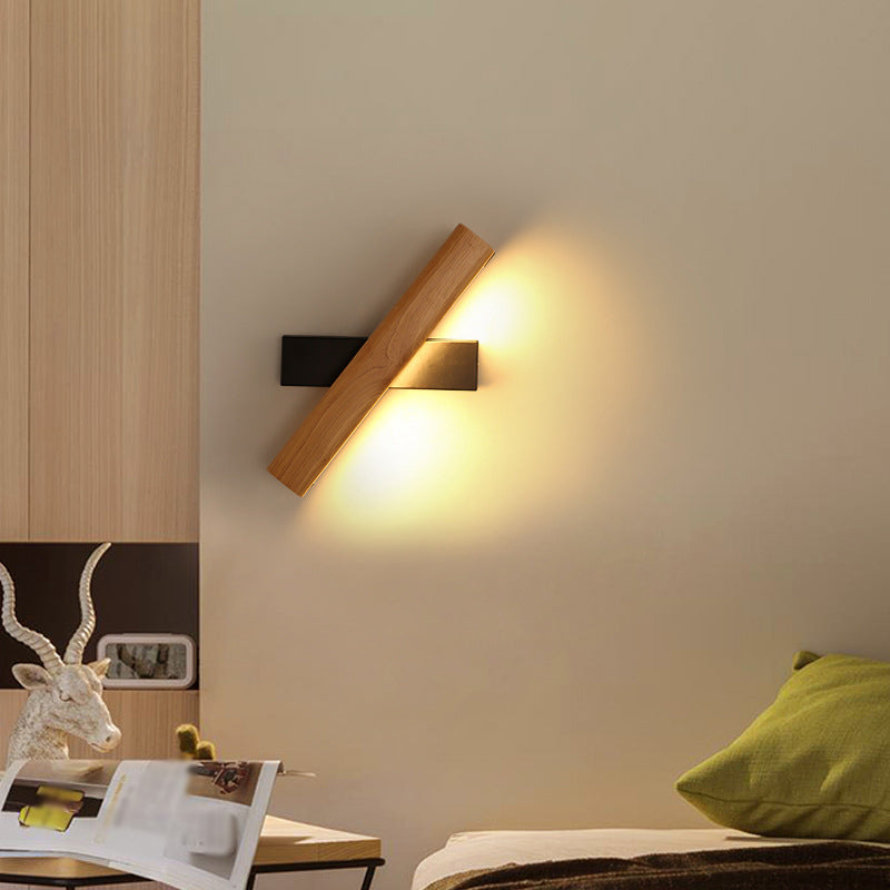 LinearLight - Moderne Houten Roteerbare LED Wandlamp voor Slaapkamer