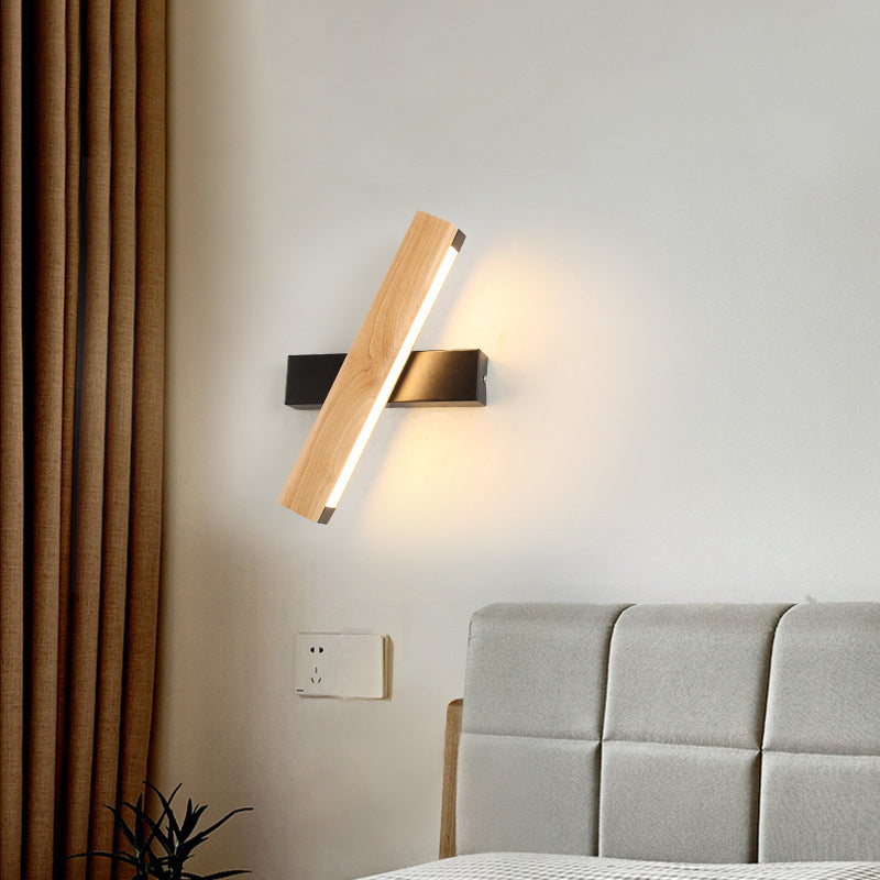 LinearLight - Moderne Houten Roteerbare LED Wandlamp voor Slaapkamer