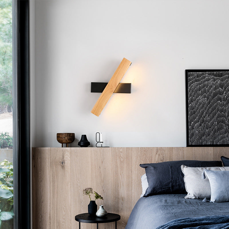 LinearLight - Moderne Houten Roteerbare LED Wandlamp voor Slaapkamer