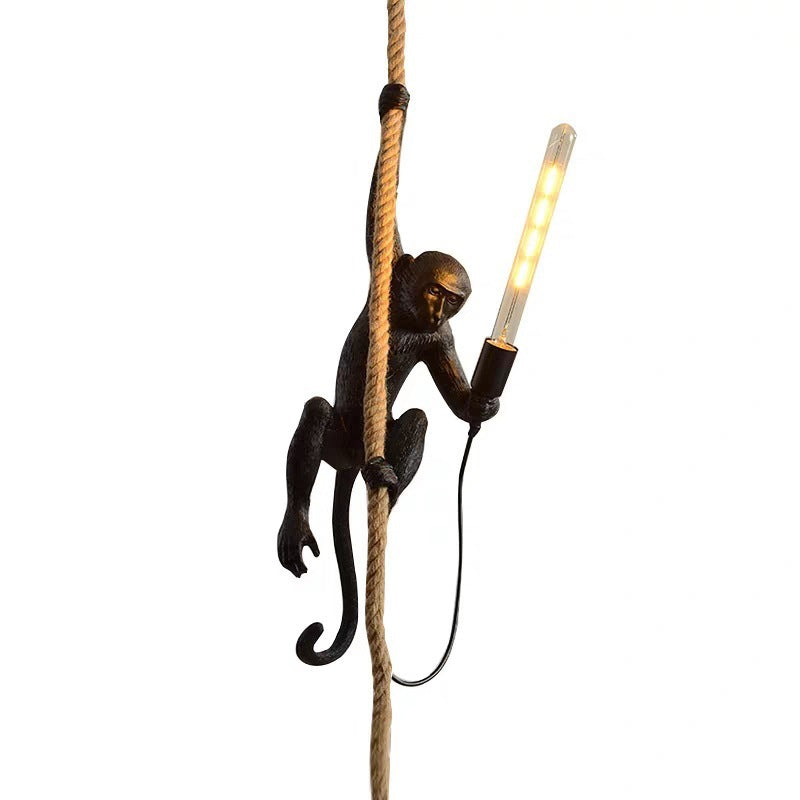 MonkeyLight – Moderne Aap Plafondlamp met Henneptouw voor Restaurants