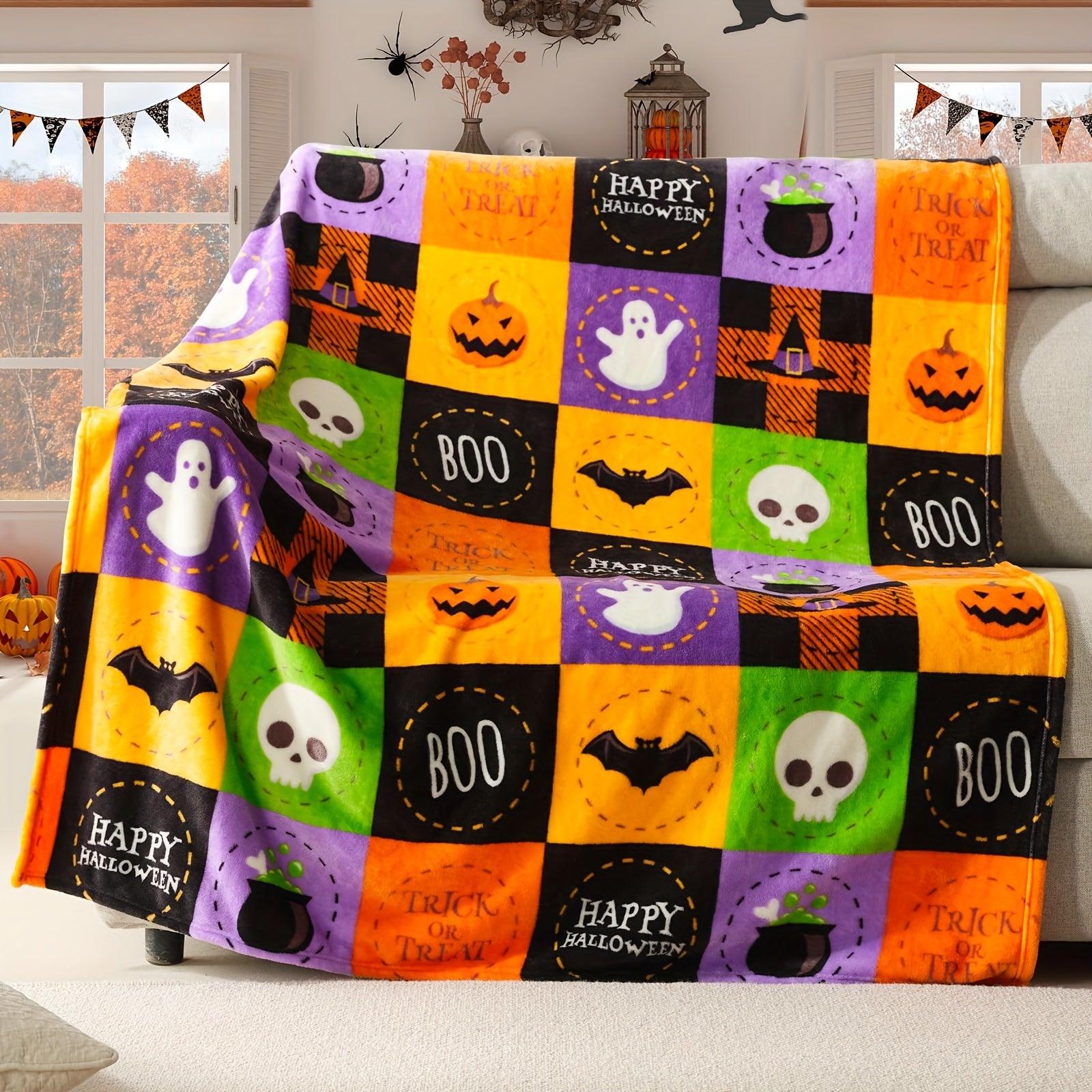 Halloween Fleece Plaid Deken - Zacht en Luxe Flanellen Deken voor Bank of Bed