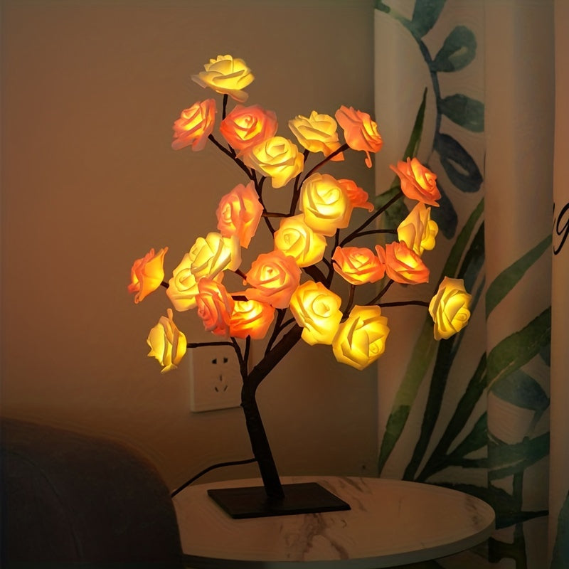 RozenLicht - LED Bloemen Tafellamp met USB, Sfeerverlichting