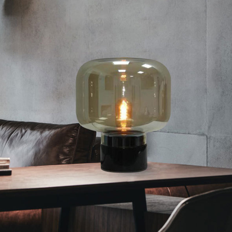 Gerookt Glazen Trommel Tafellamp - Scandinavische Stijl Nachtkastlamp met Marmeren Basis