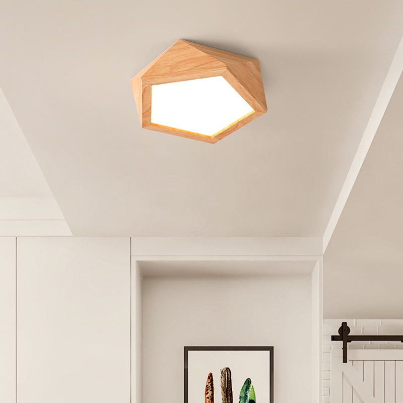 PentagonLED - Houten Plafondlamp Semi Flush Mount voor Moderne Gangen