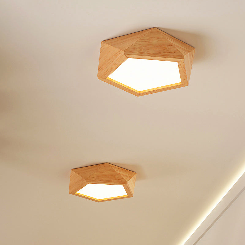 PentagonLED - Houten Plafondlamp Semi Flush Mount voor Moderne Gangen