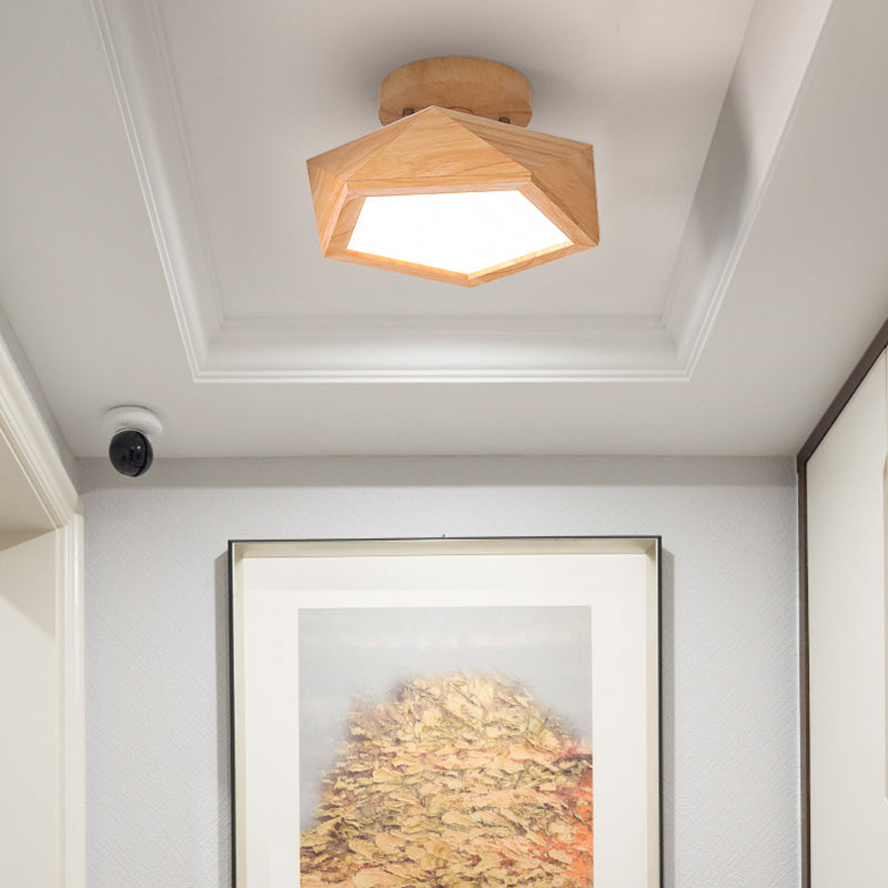 PentagonLED - Houten Plafondlamp Semi Flush Mount voor Moderne Gangen