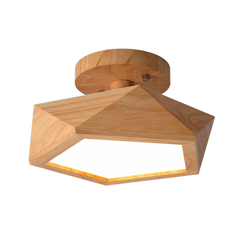 PentagonLED - Houten Plafondlamp Semi Flush Mount voor Moderne Gangen