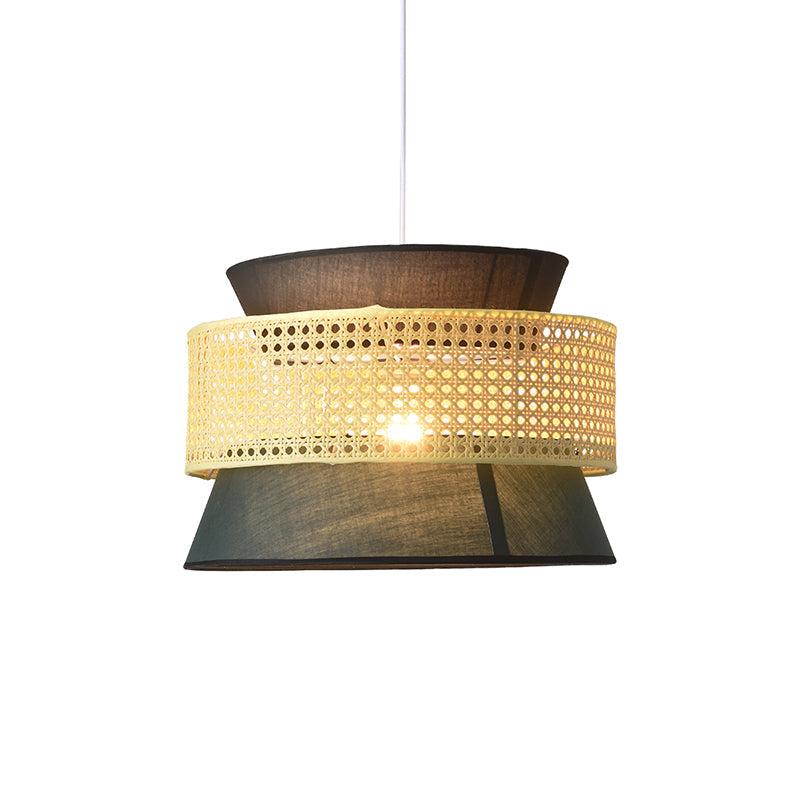 Tiered Rattan Hanglamp Eenvoudig Enkel Zwart / Groen Hangarmatuur