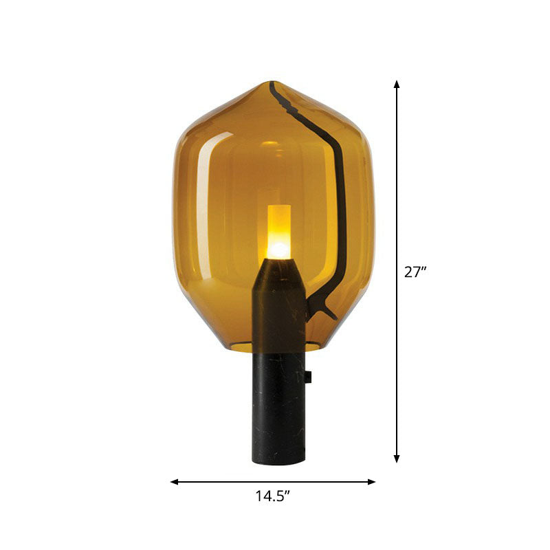 Glazen Bloembud Tafellamp - Moderne Zwarte Nachtverlichting voor Woonkamer