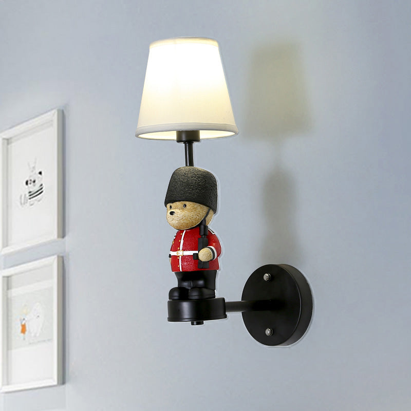 Empire Shade Wall Sconce - Kinderstijl Stoffen Wandlamp in Zwart met Trooper Deco