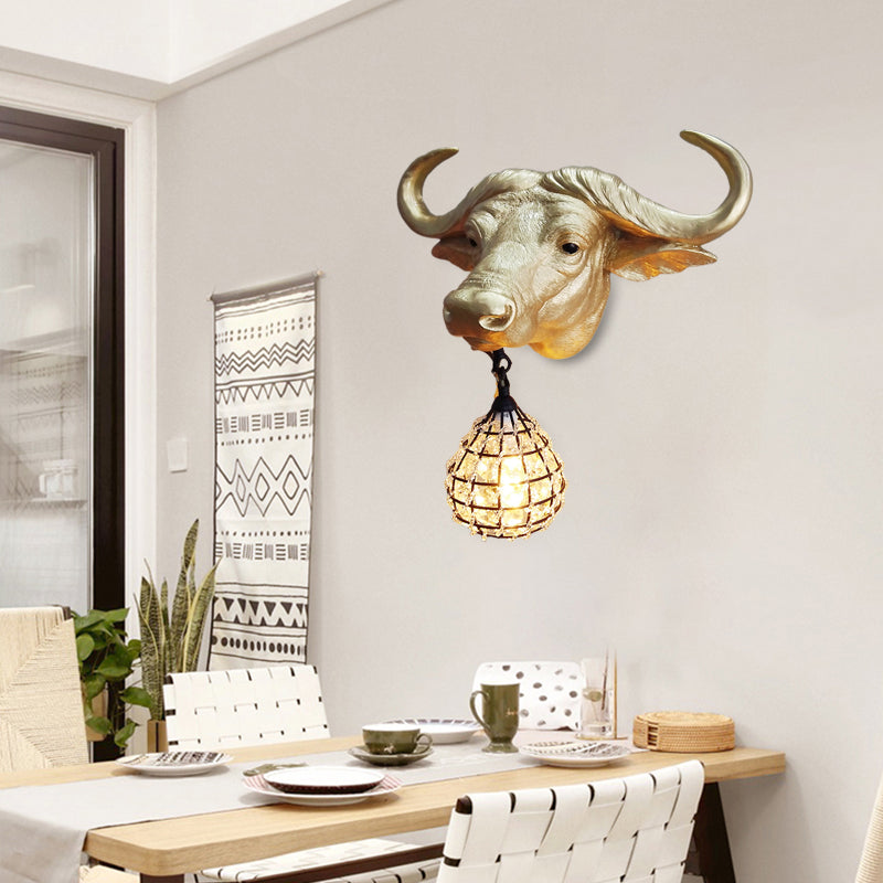 BuffaloGlow - Gouden Wandlamp met Kristallen Bol