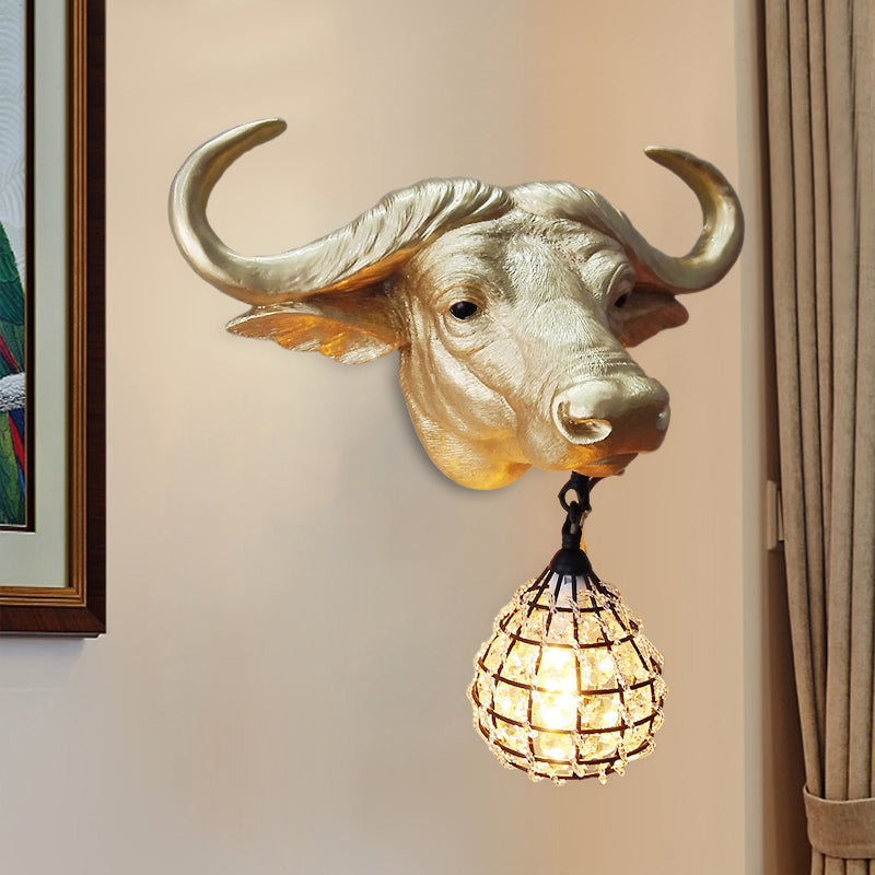 BuffaloGlow - Gouden Wandlamp met Kristallen Bol