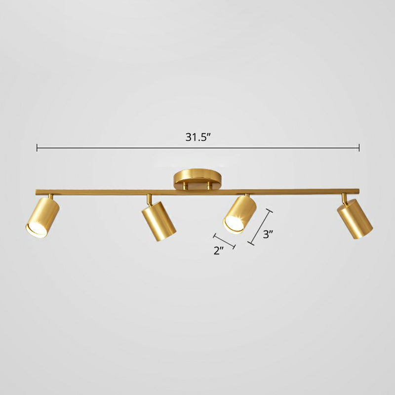 Minimalistische LED Plafondlamp met Gouden Tubulaire Track en Metalen Kap