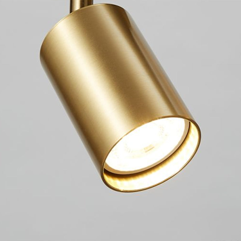 Minimalistische LED Plafondlamp met Gouden Tubulaire Track en Metalen Kap