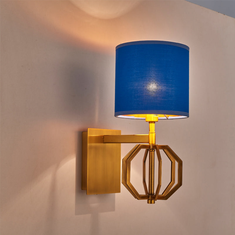 Royal Blue Wall Sconce - Moderne Wandlamp met Stoffen Kap