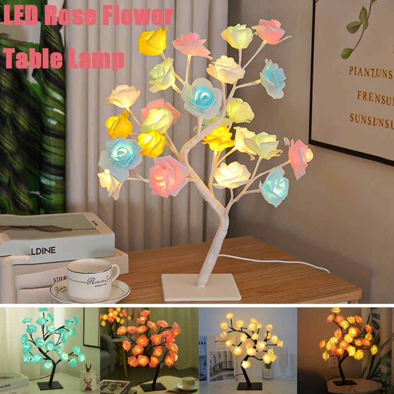 RozenLicht - LED Bloemen Tafellamp met USB, Sfeerverlichting