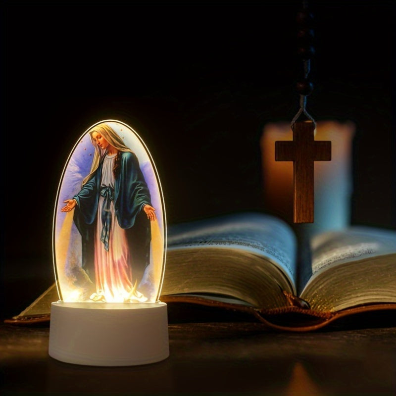 SacredGlow - Maagd Maria Nachtlampje met LED Acryl Frame, USB-Voeding