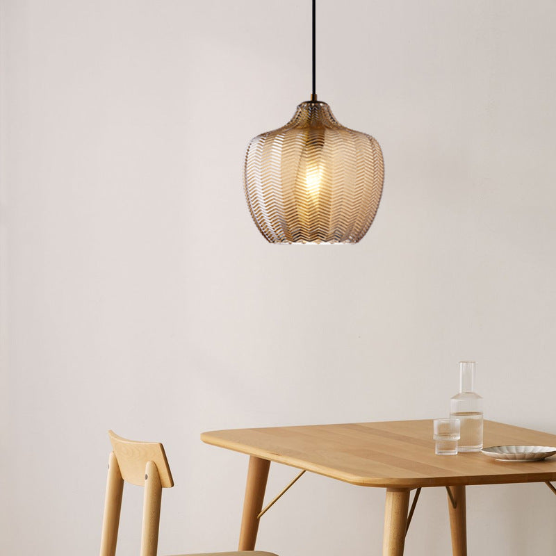 Moderne Glazen Hanglamp met Golfvormige Schaduw voor Eetkamer