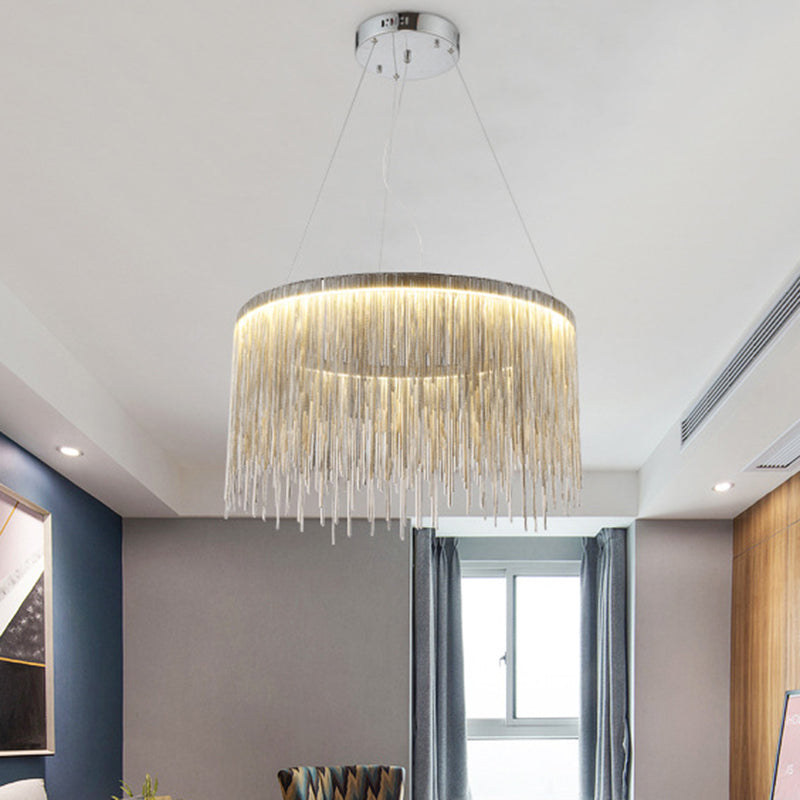 SilverChain - Moderne Metalen Hanglamp met Ronde Vorm