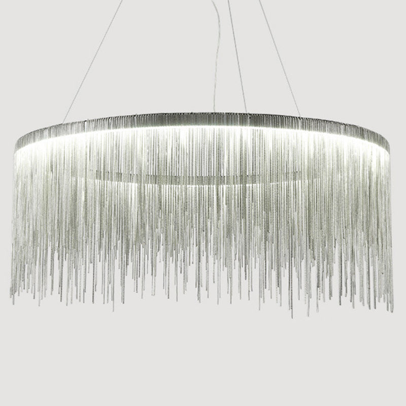 SilverChain - Moderne Metalen Hanglamp met Ronde Vorm