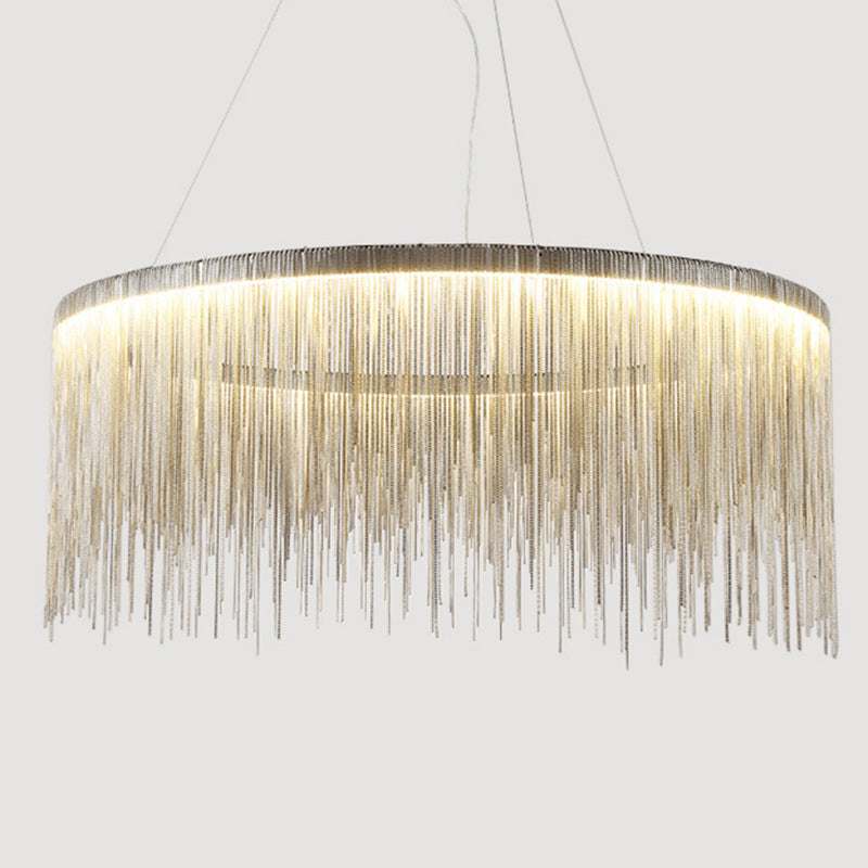 SilverChain - Moderne Metalen Hanglamp met Ronde Vorm