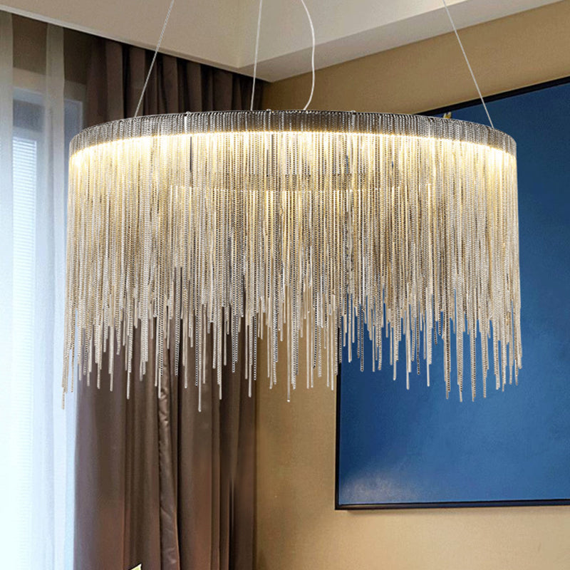 SilverChain - Moderne Metalen Hanglamp met Ronde Vorm