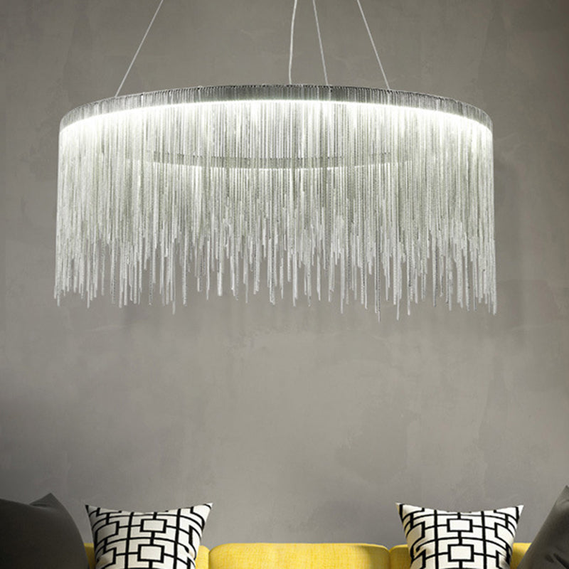 SilverChain - Moderne Metalen Hanglamp met Ronde Vorm