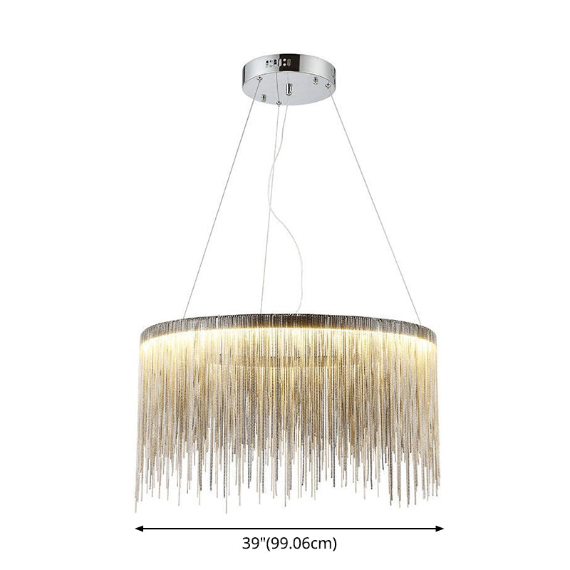 SilverChain - Moderne Metalen Hanglamp met Ronde Vorm