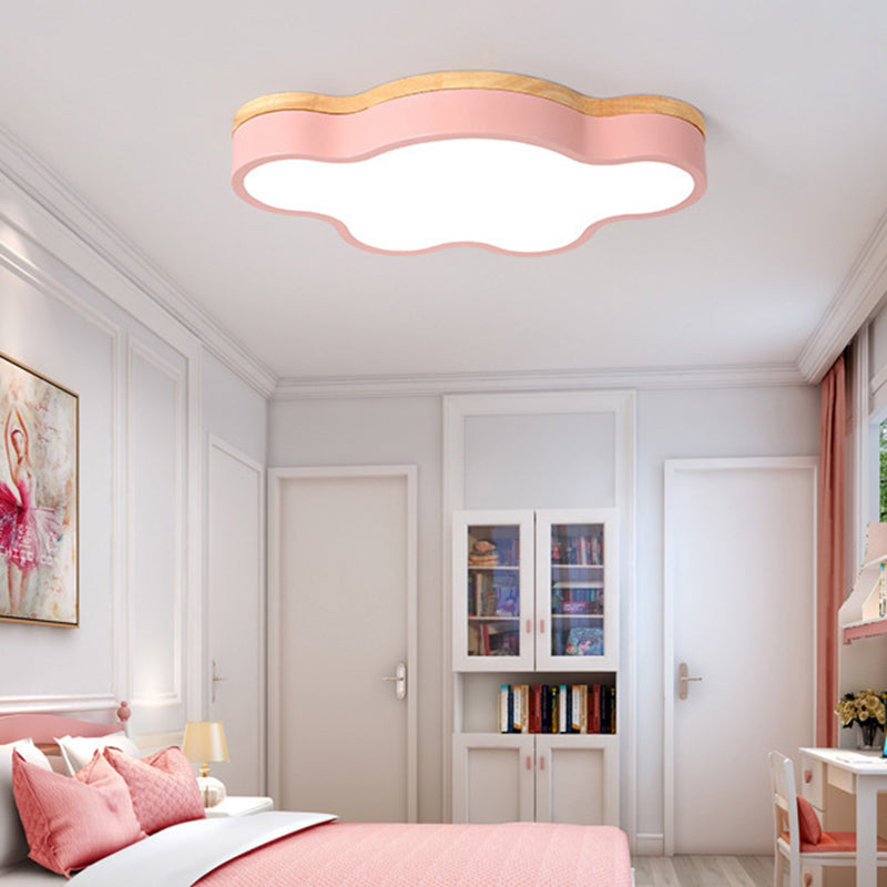 CloudLight – Acryl Wolk LED Plafondlamp met Houten Luifel