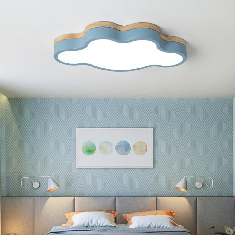 CloudLight – Acryl Wolk LED Plafondlamp met Houten Luifel