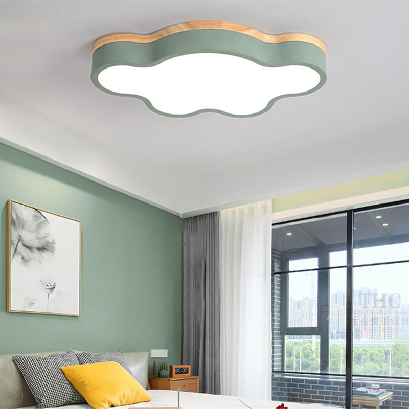 CloudLight – Acryl Wolk LED Plafondlamp met Houten Luifel