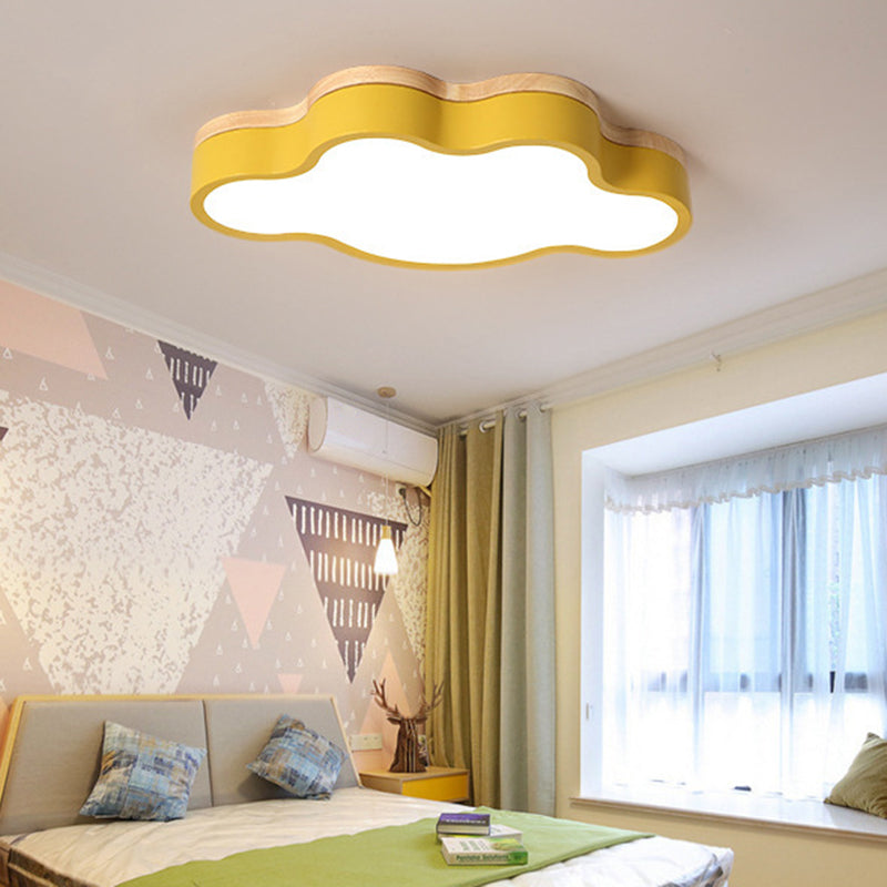 CloudLight – Acryl Wolk LED Plafondlamp met Houten Luifel