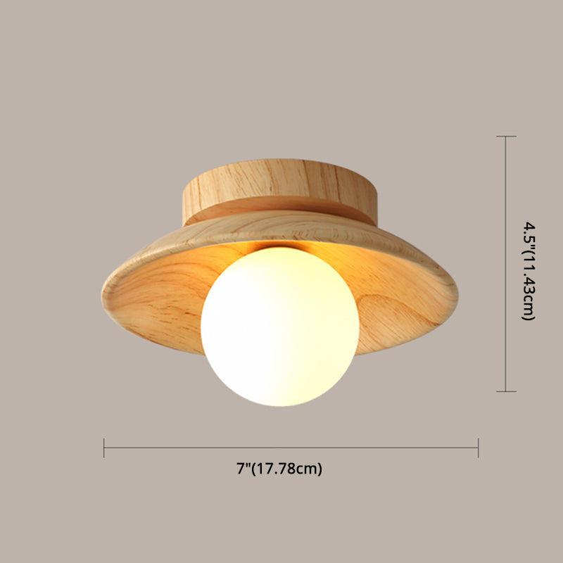 Elegante Houten Plafondlamp 1-Licht Mini Semi-Flush Mount Ganglamp