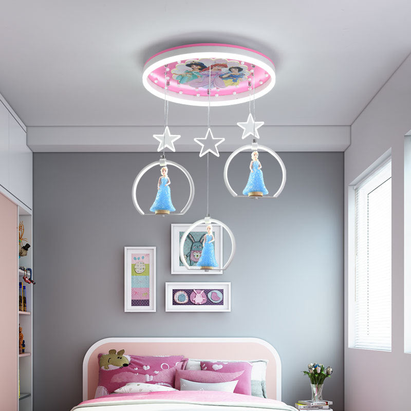 PrincessHanglamp - Cartoon LED Acryl Suspensielamp voor Meisjes Slaapkamer